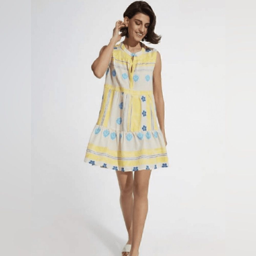 Kasia | Milos Mini Dress in Yellow / Blue - Picture 2 of 3